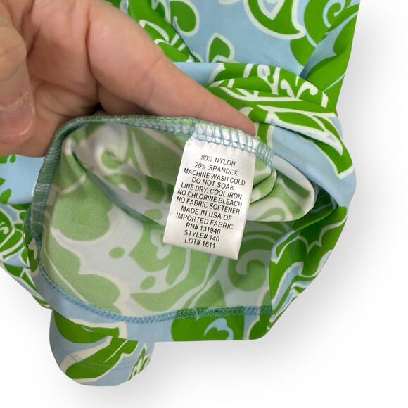 Jude Connally Etched Floral Blue/Green Nylon Spandex Dress Sleeveless Pockets M - Picture 5 of 9